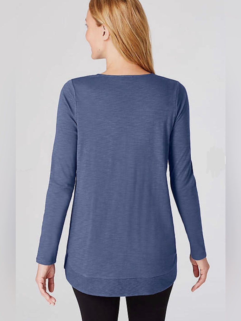 J. Jill Blue Cotton Long Sleeve V-Neck Tunic Top. Size S - Picture 2 of 13